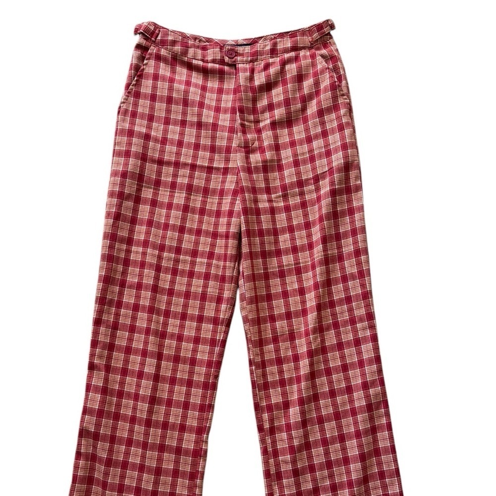 Brandy Melville Women's Red Orange Valentina Plaid Pants One Size - Picture 2 of 8